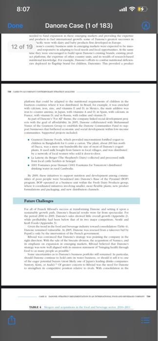 QUESTION 1 Using data presented in the case, can