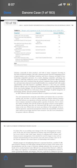 QUESTION 1 Using data presented in the case, can