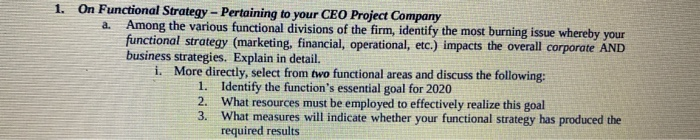 Company- Walmart 1. On Functional Strategy -