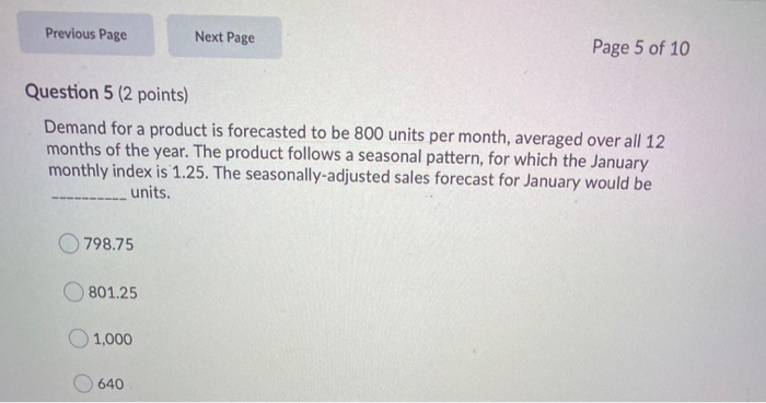 Previous Page Next Page Page 5 of 10 Question 5