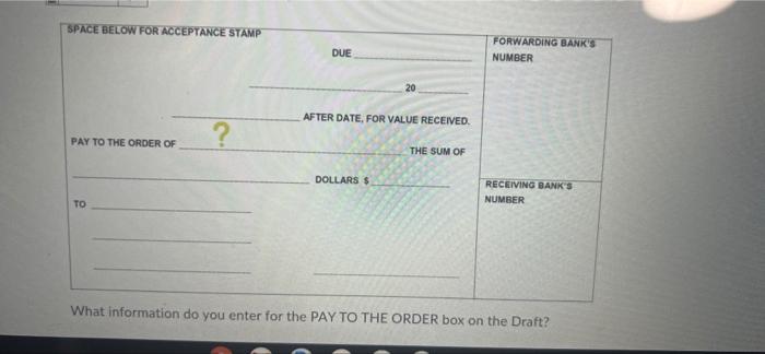 What information do you enter for the PAY TO THE