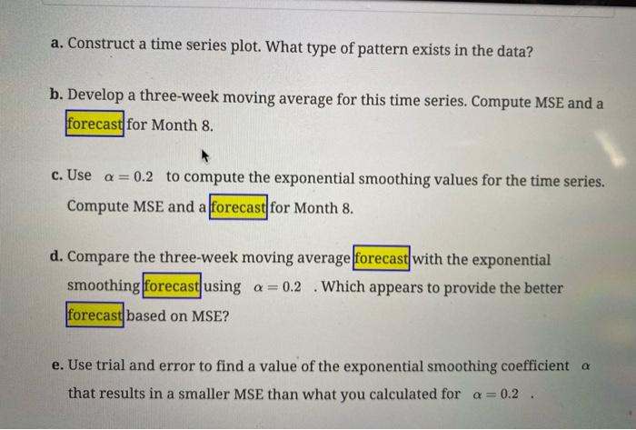 Consider the following time series data: a.