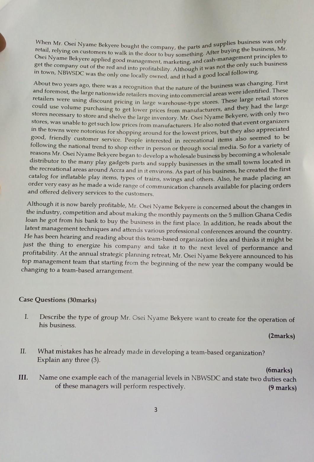 SECTION A Instruction: Please answer all