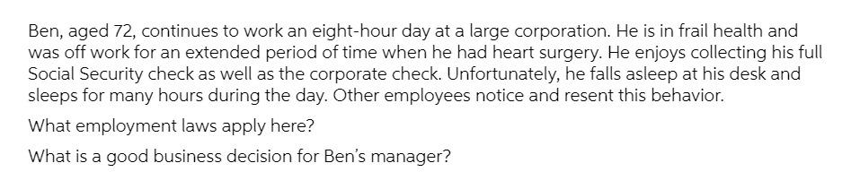 Plz Fast Ben, aged 72, continues to work an