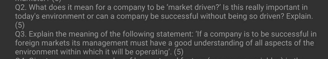 Q2. What does it mean for a company to be 'market