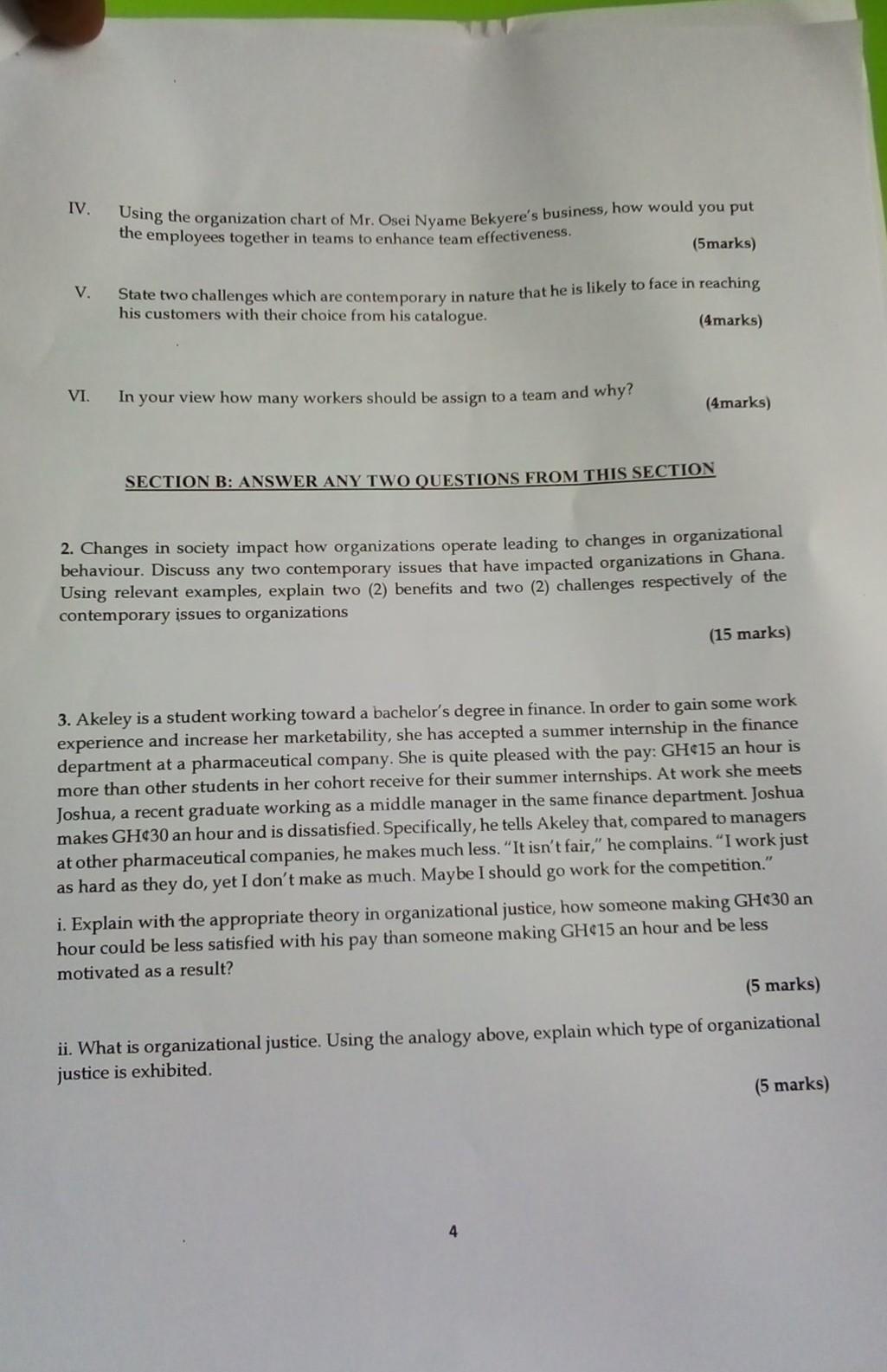 SECTION A Instruction: Please answer all