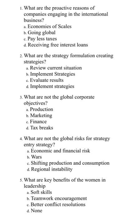 1. What are the proactive reasons of companies