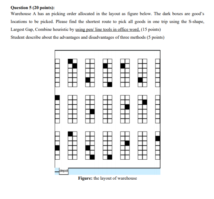 Question 5 (20 points): Warehouse A has an