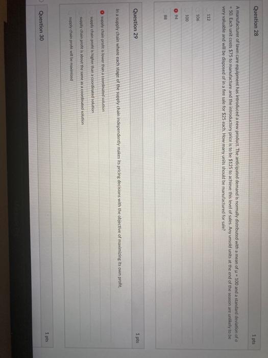 Question 28 1 pts A manufacturer of lawn care