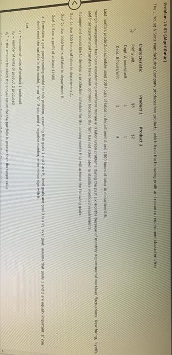 Problem 14-03 (Algorithmic) The L. Young & Sons