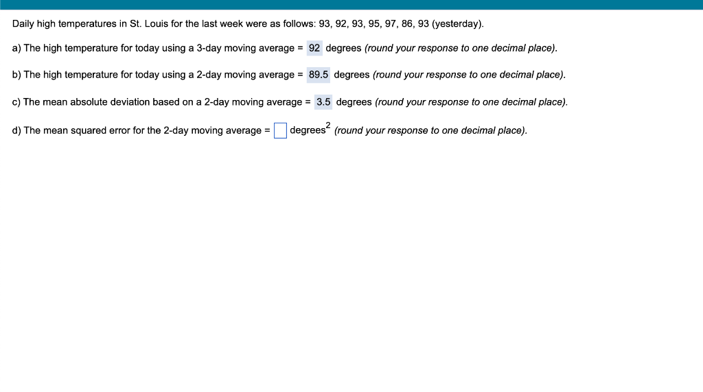 Daily high temperatures in St. Louis for the last
