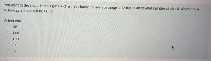 You want to develop a three-sigma R-chart. You
