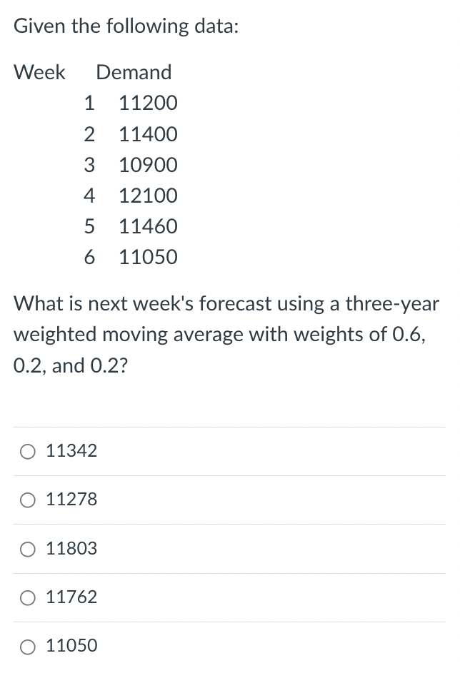 Question #19 Given the following data: What is