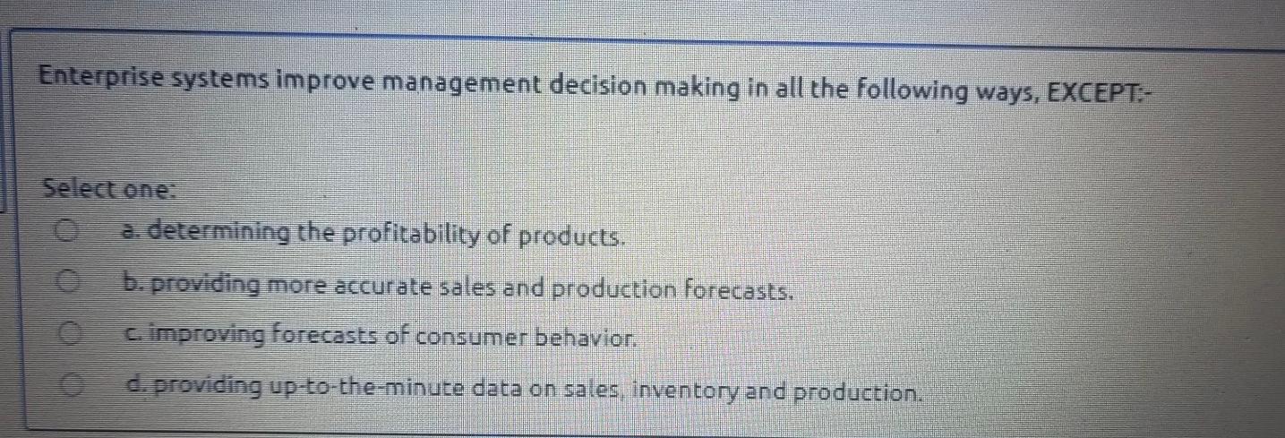 Enterprise systems improve management decision
