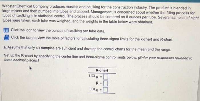 Webster Chemical Company produces mastics and