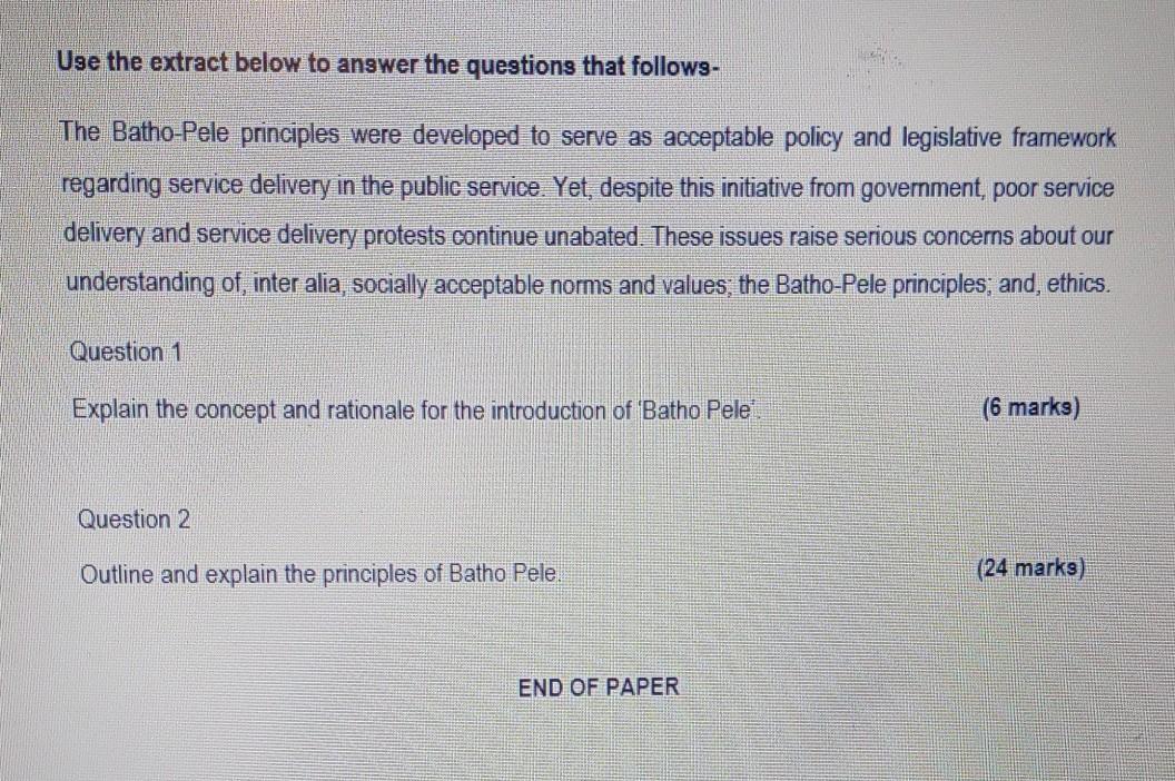 Use the extract below to answer the questions