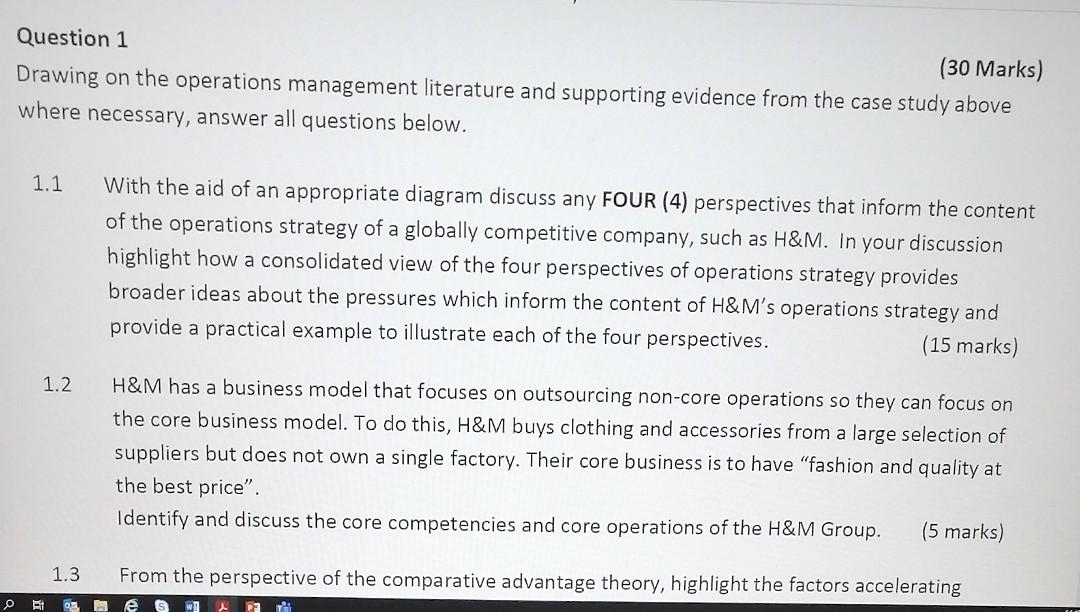 Question 1 (30 Marks) Drawing on the operations