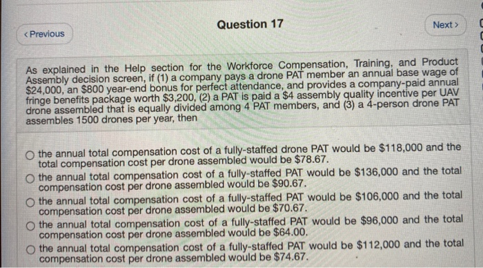Question 17 < Previous Next > As explained in the