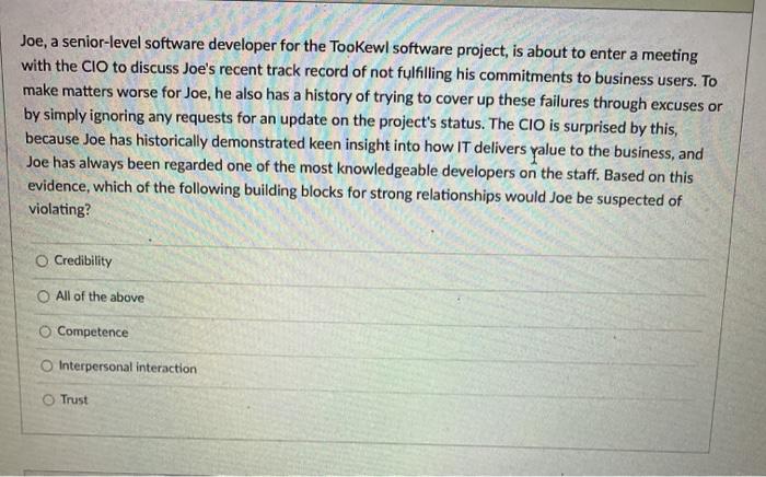 Joe, a senior-level software developer for the