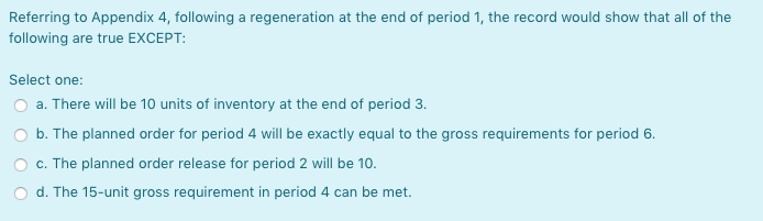 Referring to Appendix 4, following a regeneration