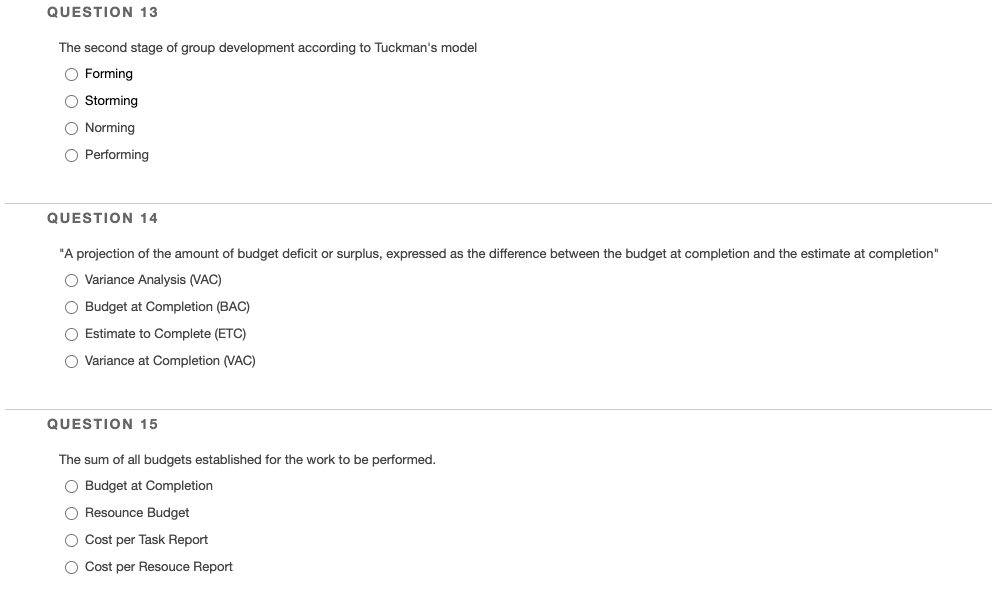 QUESTION 13 The second stage of group development