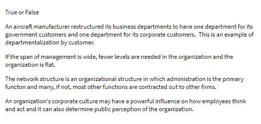 True or False An aircraft manufacturer