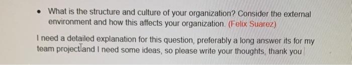 What is the structure and culture of your