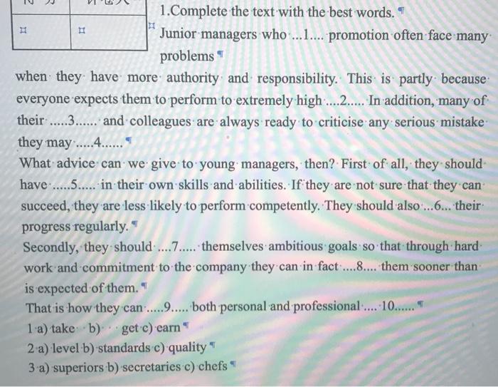 1.Complete the text with the best words. Junior