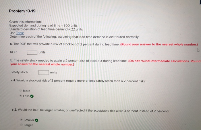 Problem 13-19 Given this information: Expected