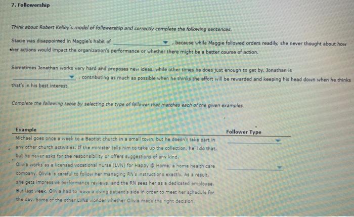 organizational behavior 7. Followership Think