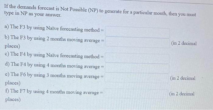 QUESTION 2 Given is a historical time series for