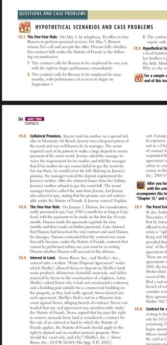 QUESTIONS AND CASE PROBLEMS 18 HYPOTHETICAL