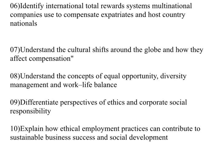 06)Identify international total rewards systems