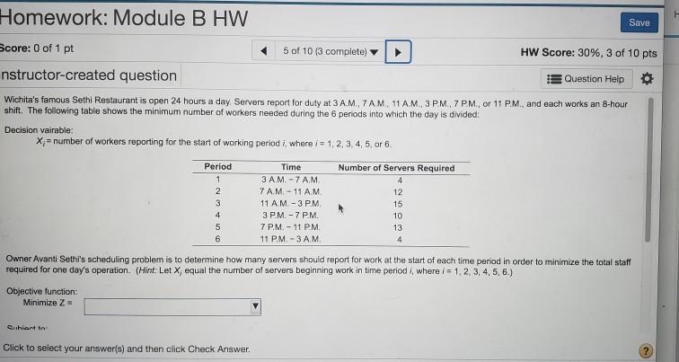 Homework: Module B HW H Save Score: 0 of 1 pt 5