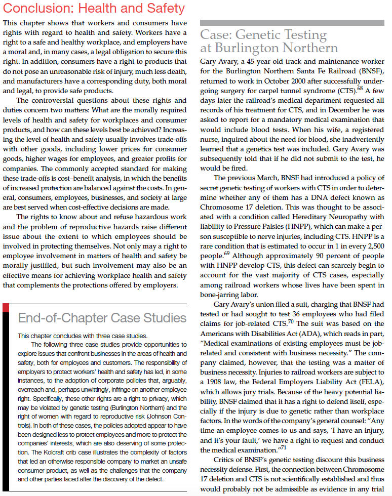 Based on Case "Genetic Testing at Burlington