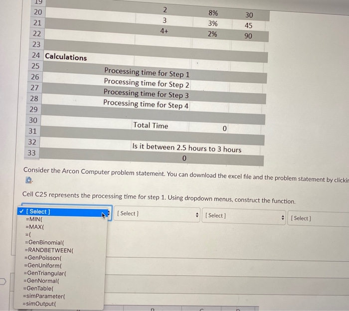 what are the correct drop down options for the 4