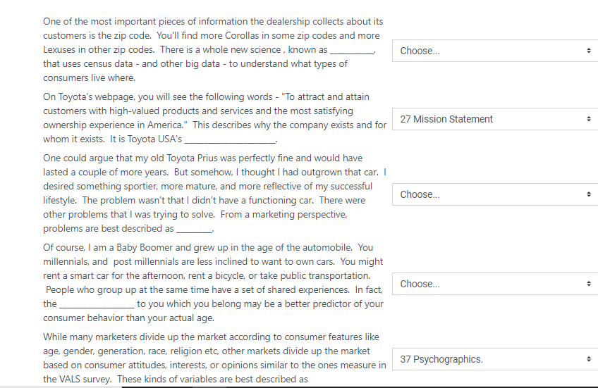 Choose... 27 Mission Statement Choose... One of