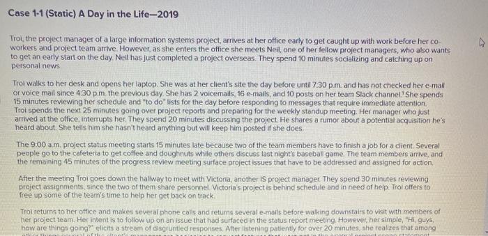 Subject is project management not OM Case 1-1