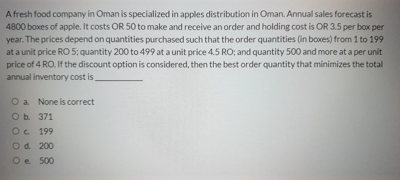 A fresh food company in Oman is specialized in