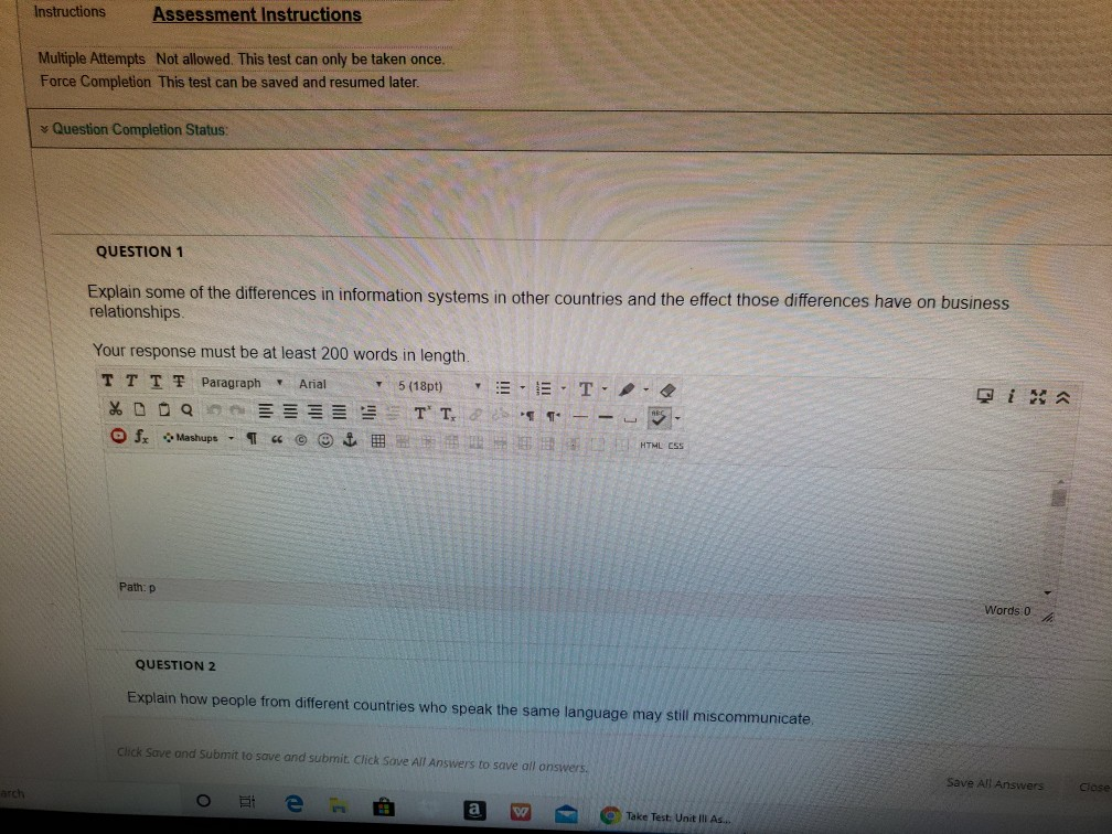 Instructions Assessment Instructions Multiple