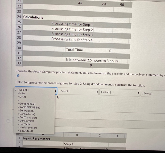 what are the correct drop down options for the 4