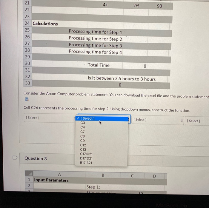 what are the correct drop down options for the 4