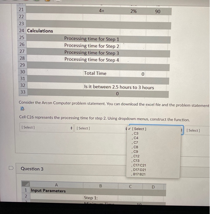 what are the correct drop down options for the 4