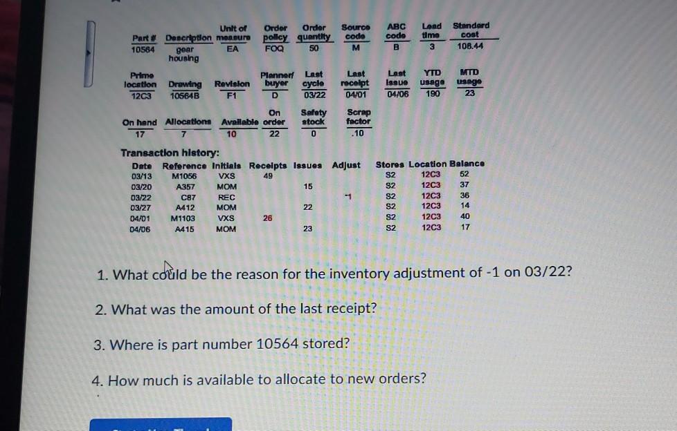 Unit of Part # Description measure 10564 gear EA