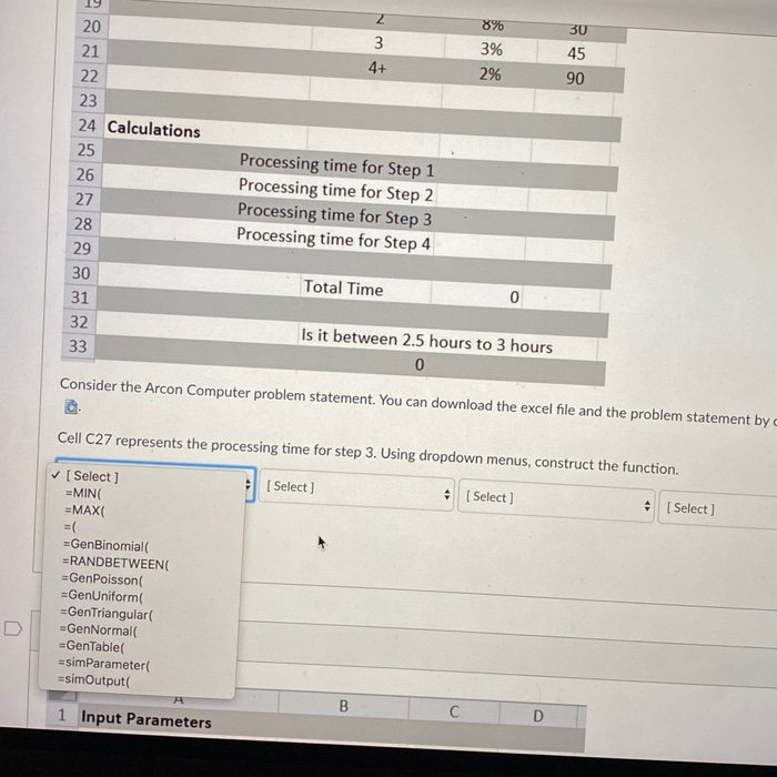 what are the correct drop down options for the 4