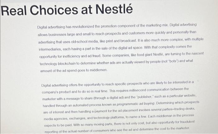 3 subquestions. answer separetly Real Choices at