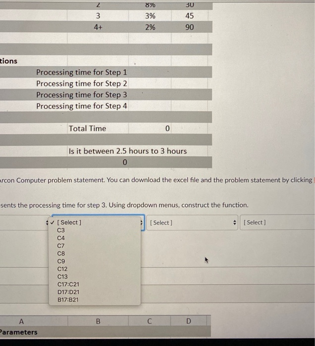 what are the correct drop down options for the 4