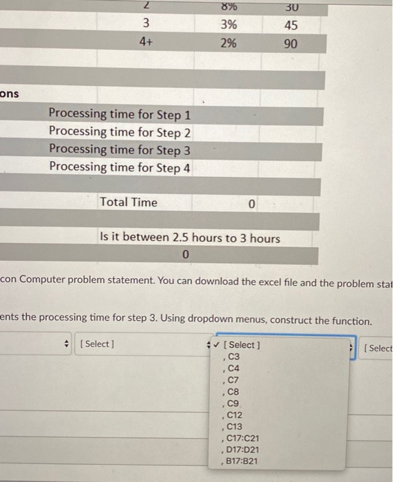 what are the correct drop down options for the 4