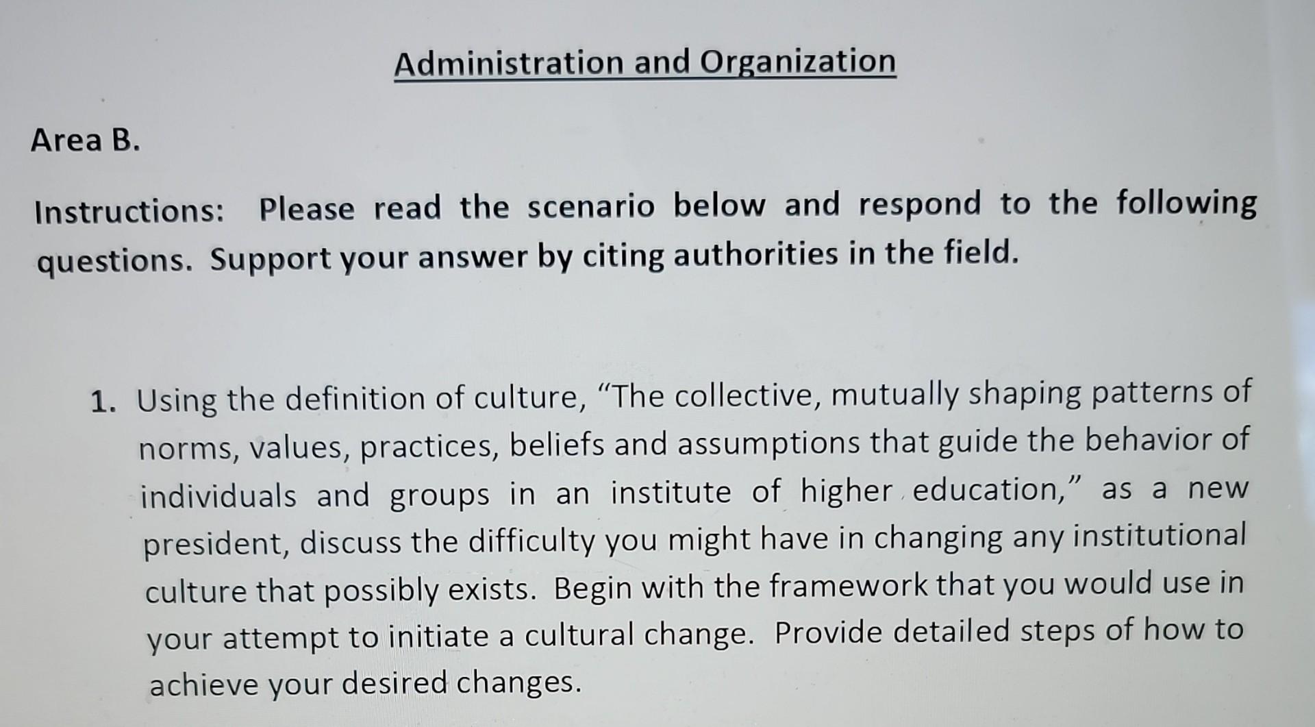 Instructions: Please read the scenario below and