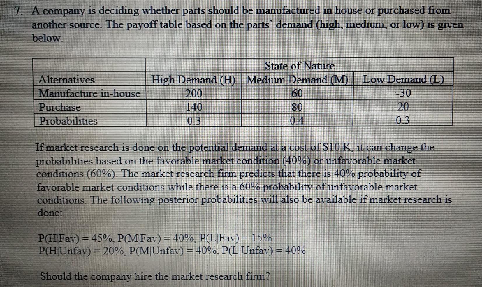 Decision Tree 7. A company is deciding whether